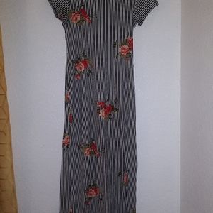 Stripped Floral Maxi Dress